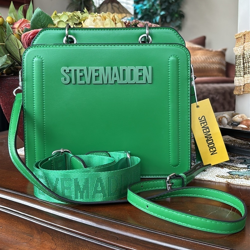 Brand New Steve Madden Convertible Crossbody Purse Structured Square Handbag - Picture 2 of 14